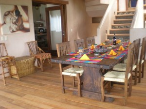 surfing vacation rental, oceanfront kitchen + dining under the palapa